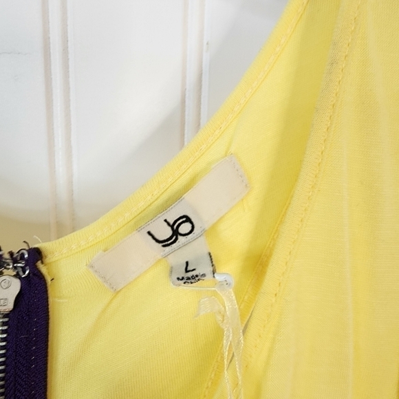 Ya sleeveless yellow top with bold multi colored bottom in a floral pattern. - Picture 7 of 9